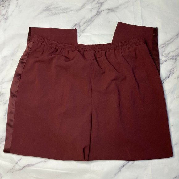 Lane Bryant Dress Pants Womens Size 22/24 Burgandy Stretch Tie Waist Satin Trim - Picture 3 of 3